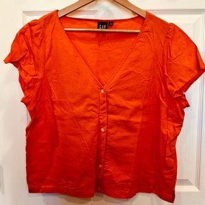 Gap linen blend cropped blouse